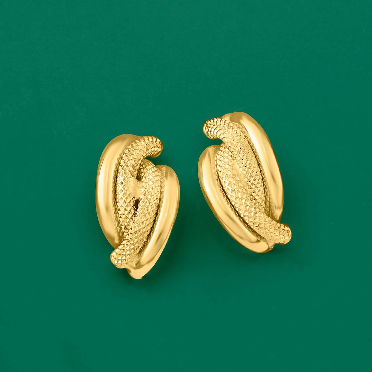 Ross-Simons Italian Textured and Polished 18kt Yellow Gold Earrings