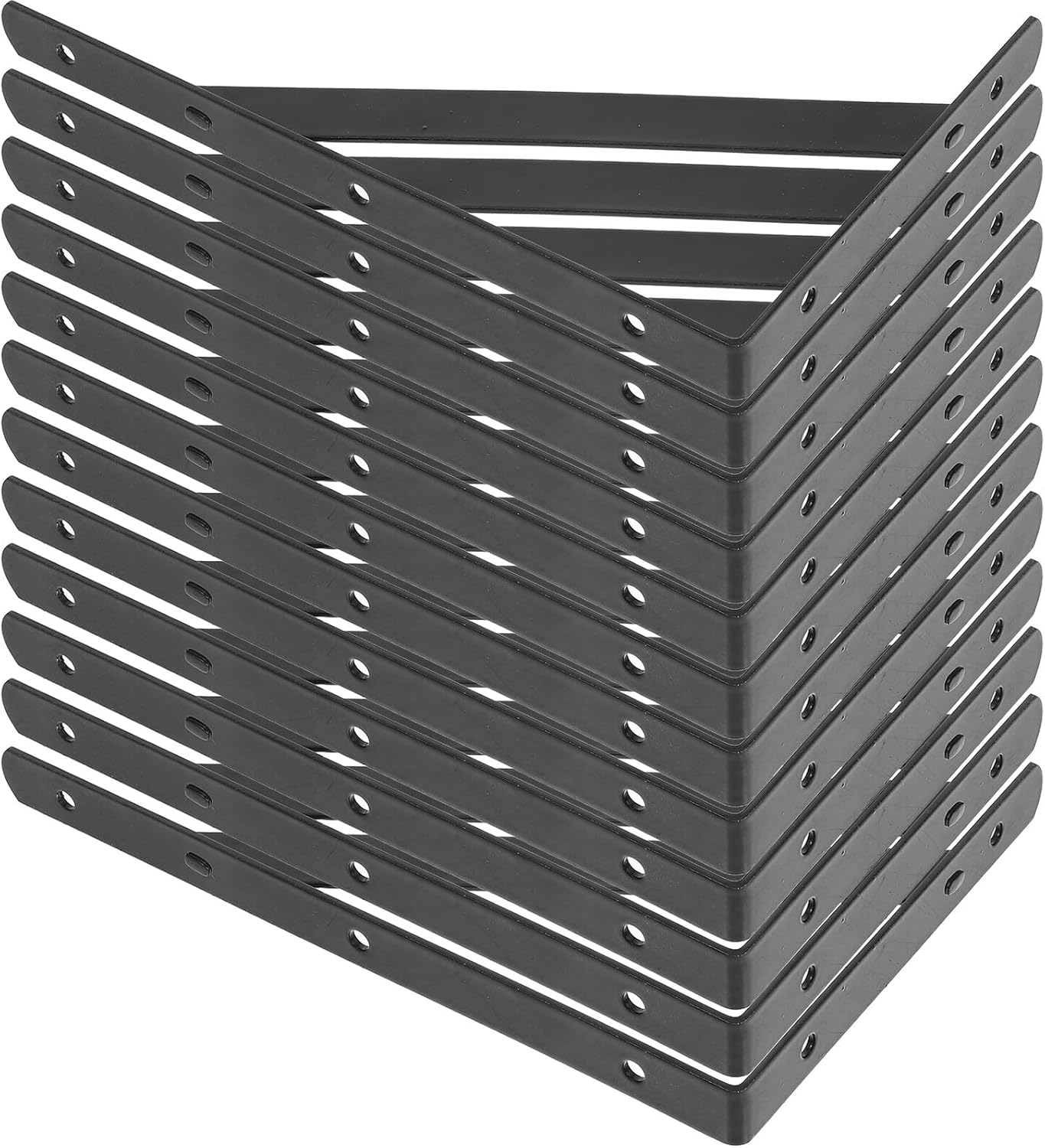 12pcs Heavy Duty Iron Wall Mounted Shelf Brackets for Wood Shelving, Black Triangular Floating Shelf Supports 200x120x2mm for Home Storage and DIY