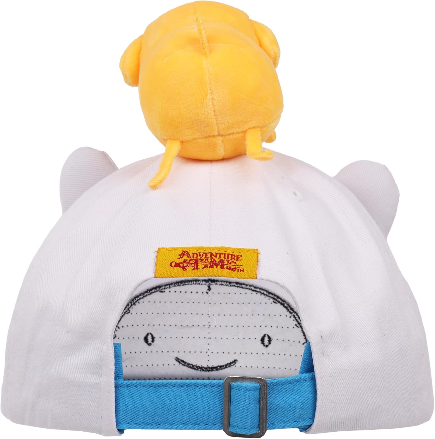 Adventure Time Finn Dad Hat with Jake Plush, Cartoon Snapback Baseball Cap, Embroidered Character Design, White and Blue