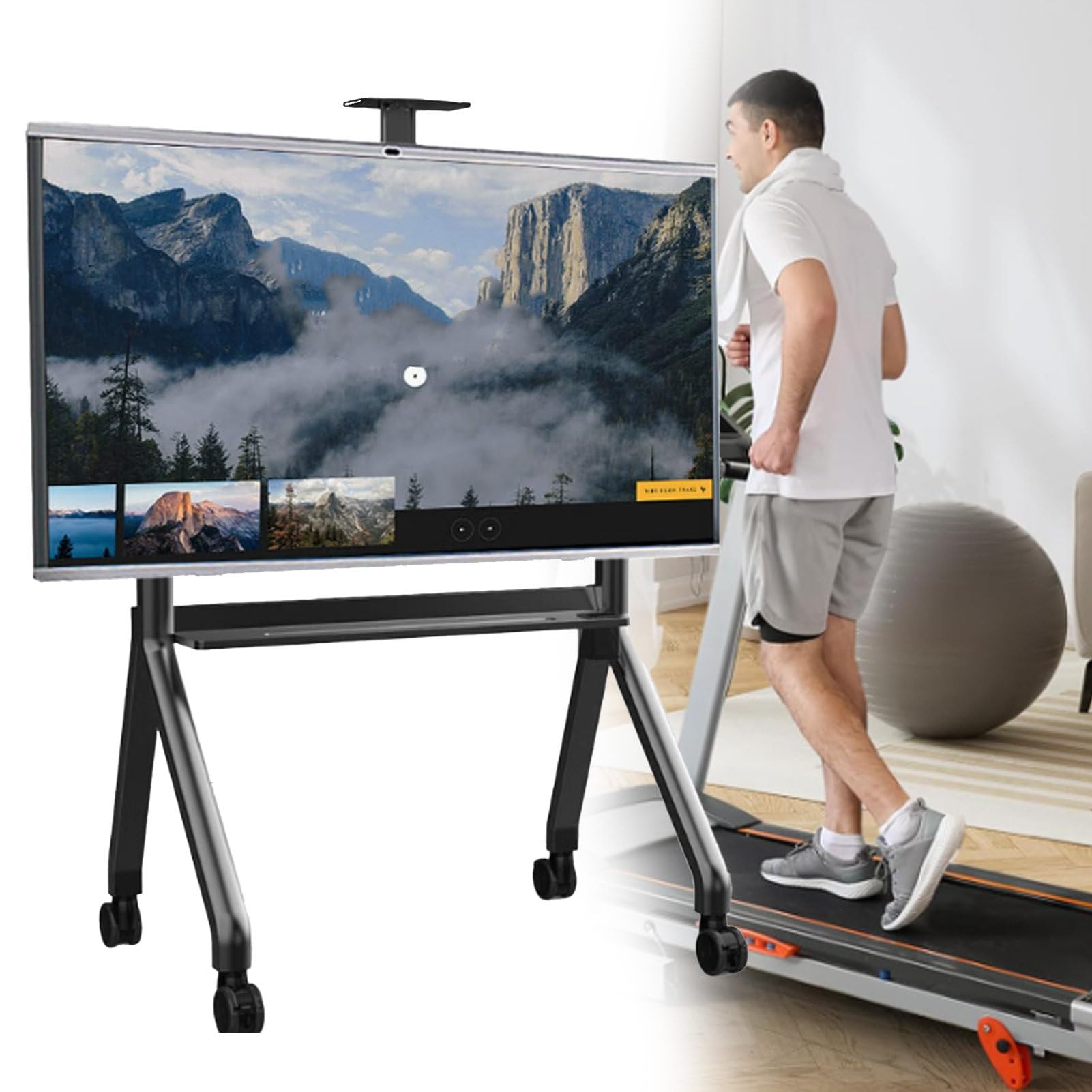Mobilny stojak na telewizor z kółkami, wózek podłogowy z regulacją wysokości, do dużych płaskich ekranów, idealny do domowej rozrywki