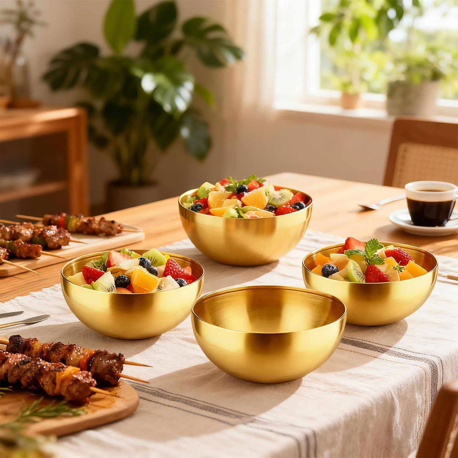 6Pcs Stainless Steel Gold Bowls, 5.9 Inches Gold Mixing Bowls, Esthetician Bowls for Facial Cereal Rice Noddle Fruit Cooking Baking Serving