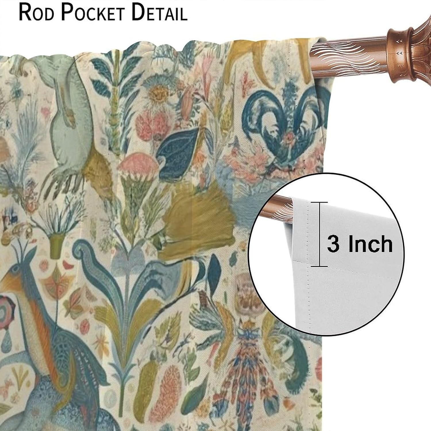 Vintage Flower Curtains,William Morris Art Print Retro Plant Bird Window Drapes for Bedroom Living Room Kitchen Cafe Decor （W20xL45 Inch） x2 Decor