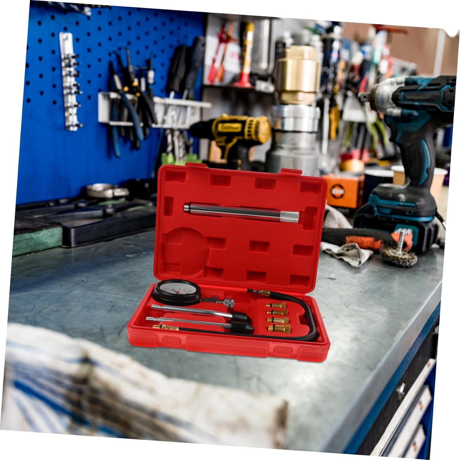 Vaguelly 1set Engine Compression Tester Gauge for Automotive and Motorcycle Repair Multi-Function Tool Kit for Accurate Engine Diagnostics and Maintenance