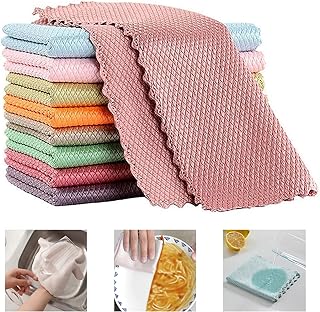 Shiny Wipes - Shiny Wipes Cleaning Cloths - Nanoscale Streak Free Cleaning Cloths - Reusable Lint Free Fish Scale Cloth,Lint Free Multicolor Kitchen Cleaning Towels Reusable
