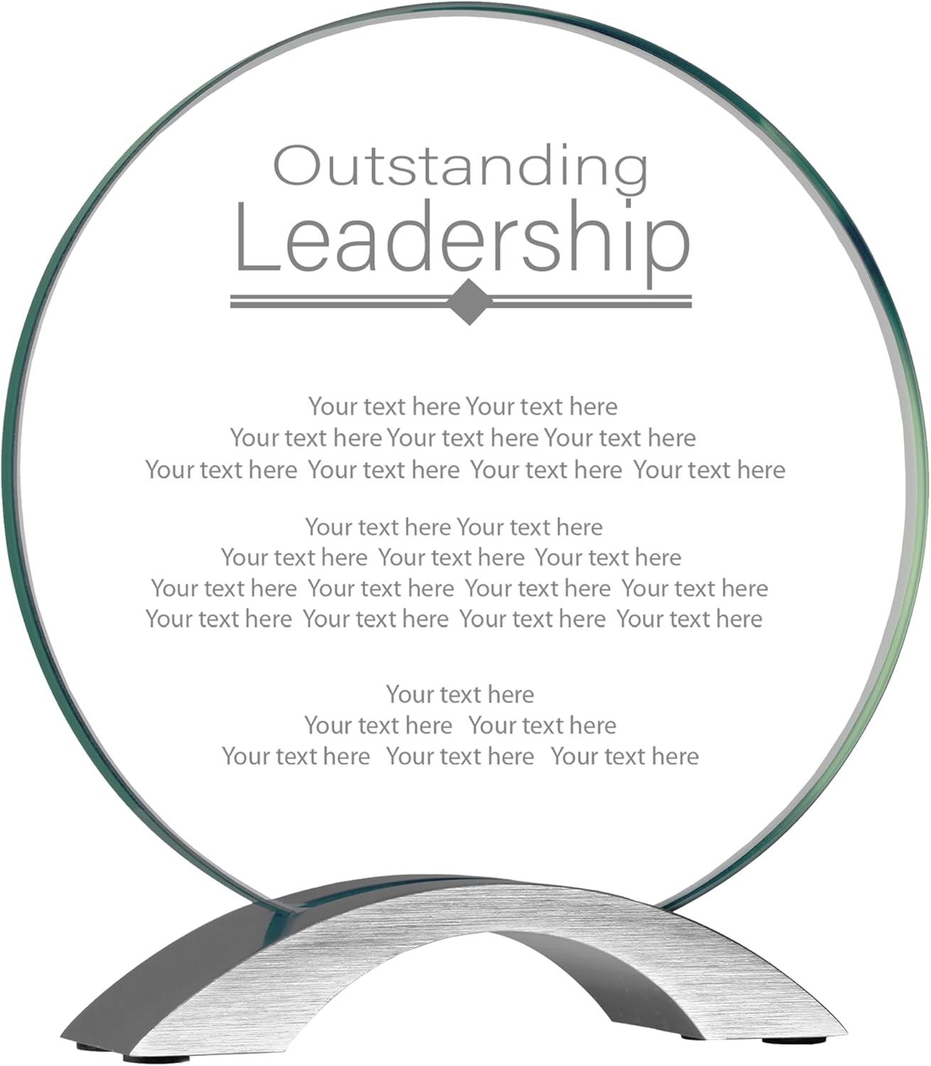 7 1/4" Round Cosmic Glass Outstanding Leadership Award, Custom Engraved Glass Award Plaque for Managers, Team Leaders