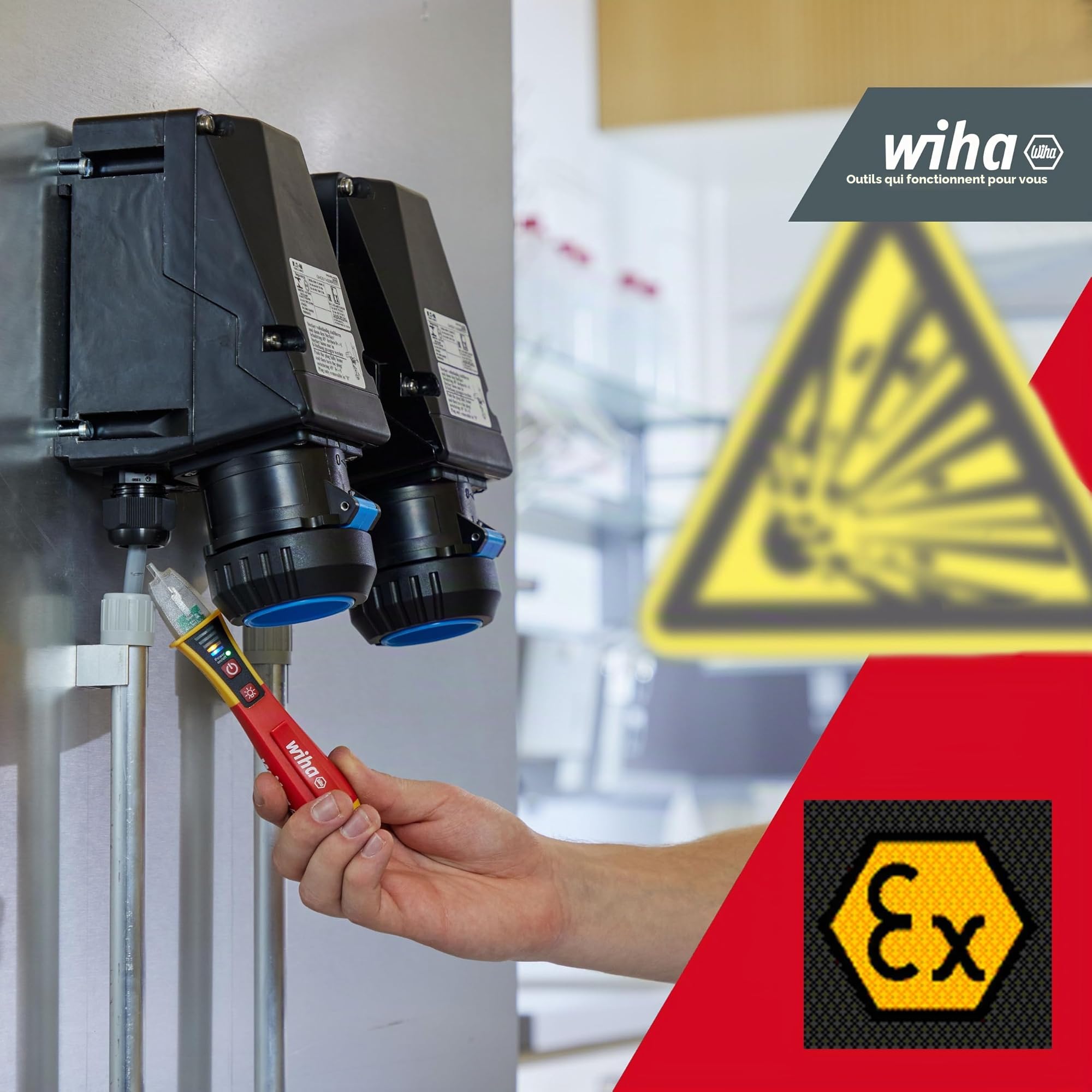 Wiha détecteur de tension sans contact, unipolaire, 12-1 000 VCA - antidéflagrant ATEX (CAT II) (44309)