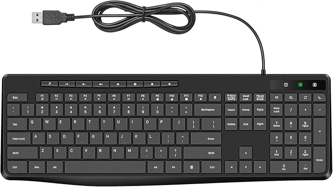 Wired Quiet Keyboard with Multimedia Keys