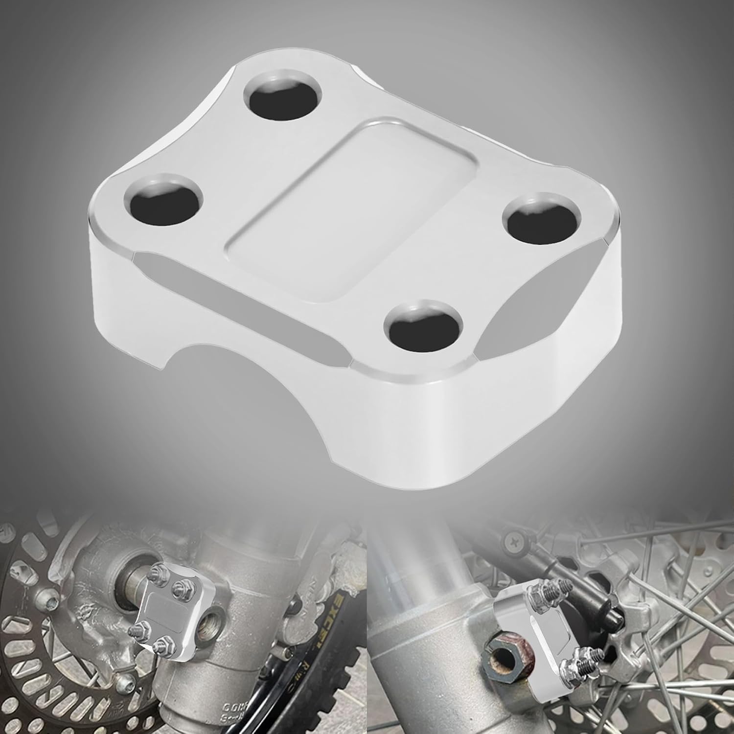 XR650L Front Fork Axle Holder Clamp Cover Compatible with XR400R 1996-2004 XR 650L 1993-2024 3D CNC Motorcycle Accessories Bracket Cover-1pcs (Silver)