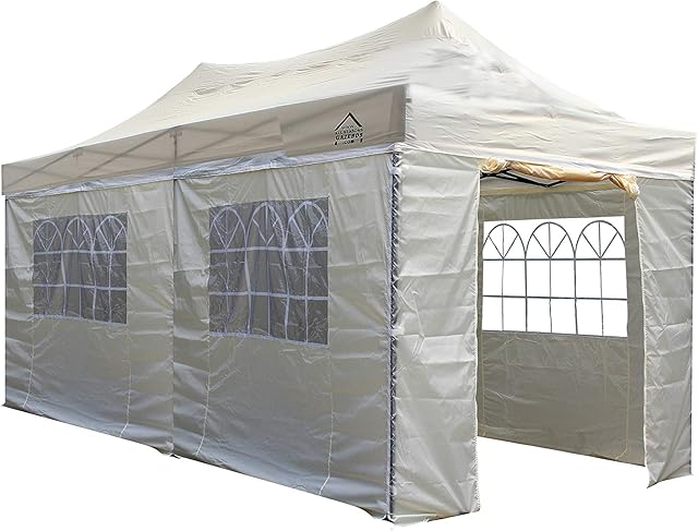 All Seasons Gazebos 3M x 6M Waterproof Gazebo Party Tent with Rustproof Frame and Wheeled Carry Bag (Beige)