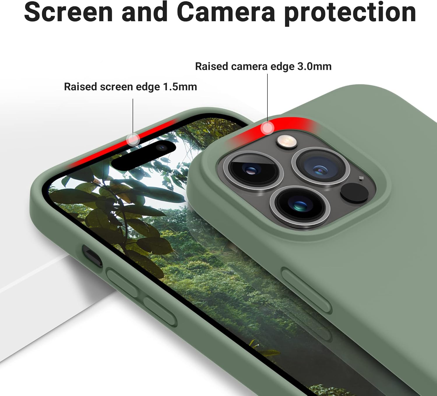 OTOFLY Designed for iPhone 14 Pro Case, Silicone Shockproof Slim Thin Phone Case for iPhone 14 Pro 6.1 inch (Calke Green) : Cell Phones & Accessories