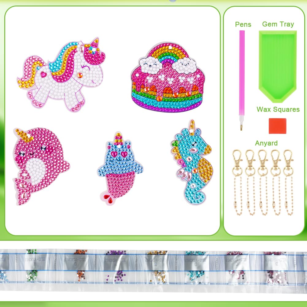 Diamond Painting Anhänger Set – 15 Motive, DIY Schlüsselanhänger Mit Steinen