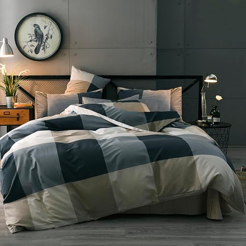 mixinni Twin XL Comforter Set Men Boys Geometric Checkered Plaid Printed Bedding Comforter for All Season Soft Lightweight Bedding Set-Twin XL Size - Twin XL - 00 - Checkered