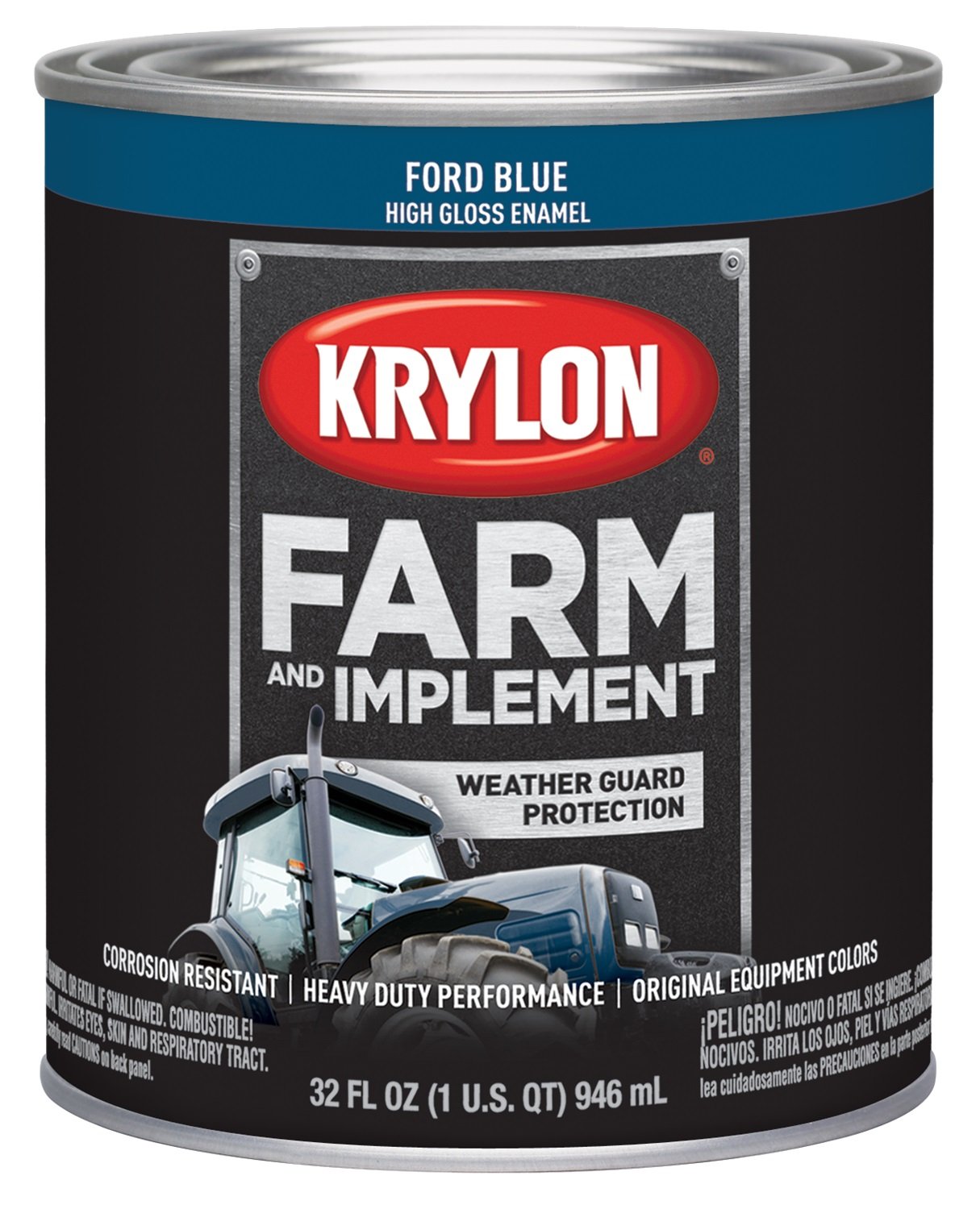 Krylon Farm &amp; Implement Brush On-Paint, High Gloss, Ford Blue, 1 Quart