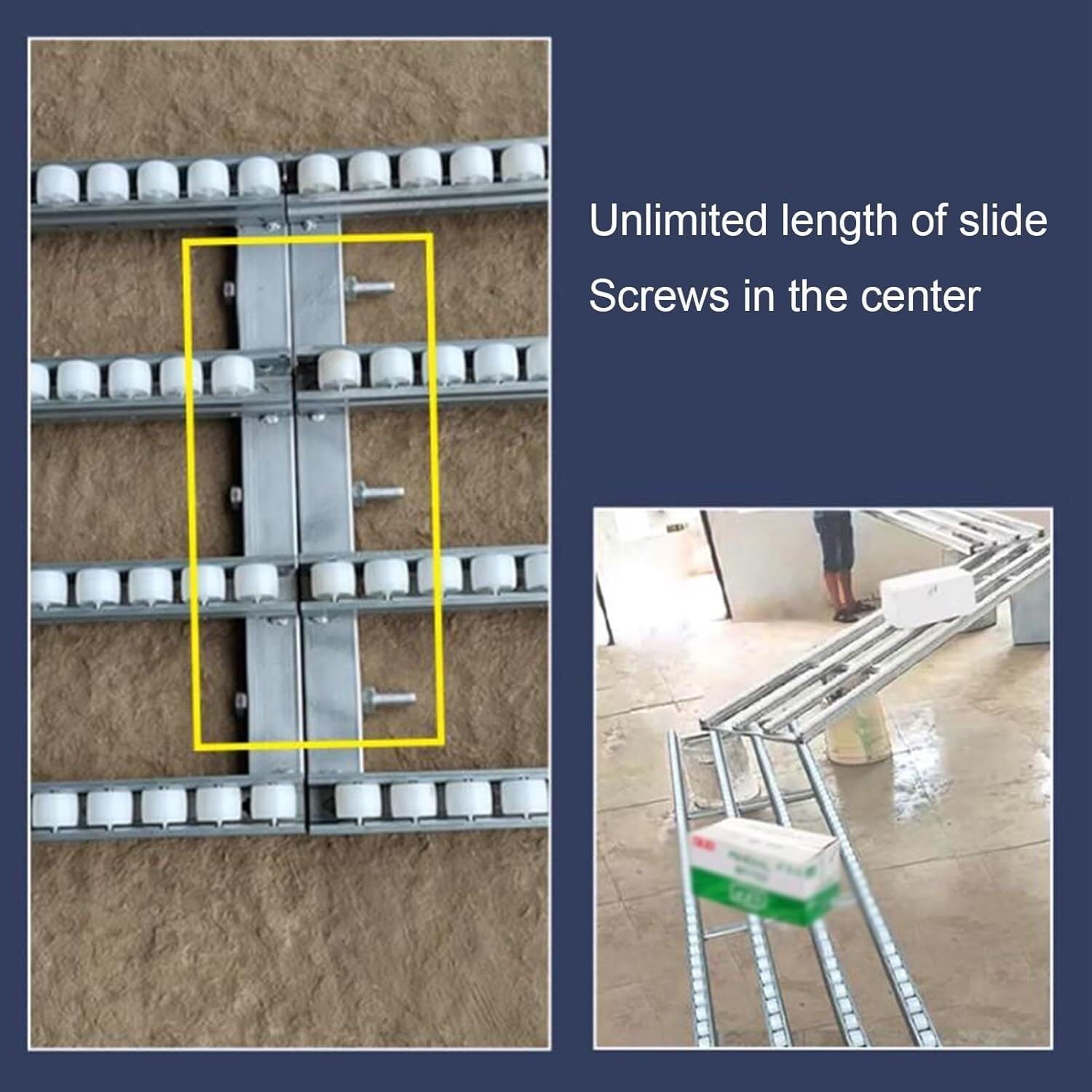 Skate Wheel Flow Rail, Portable Light-Duty Conveyor, Unpowered Conveyor Table Plastic Roller(4-Slide,200cm Long)