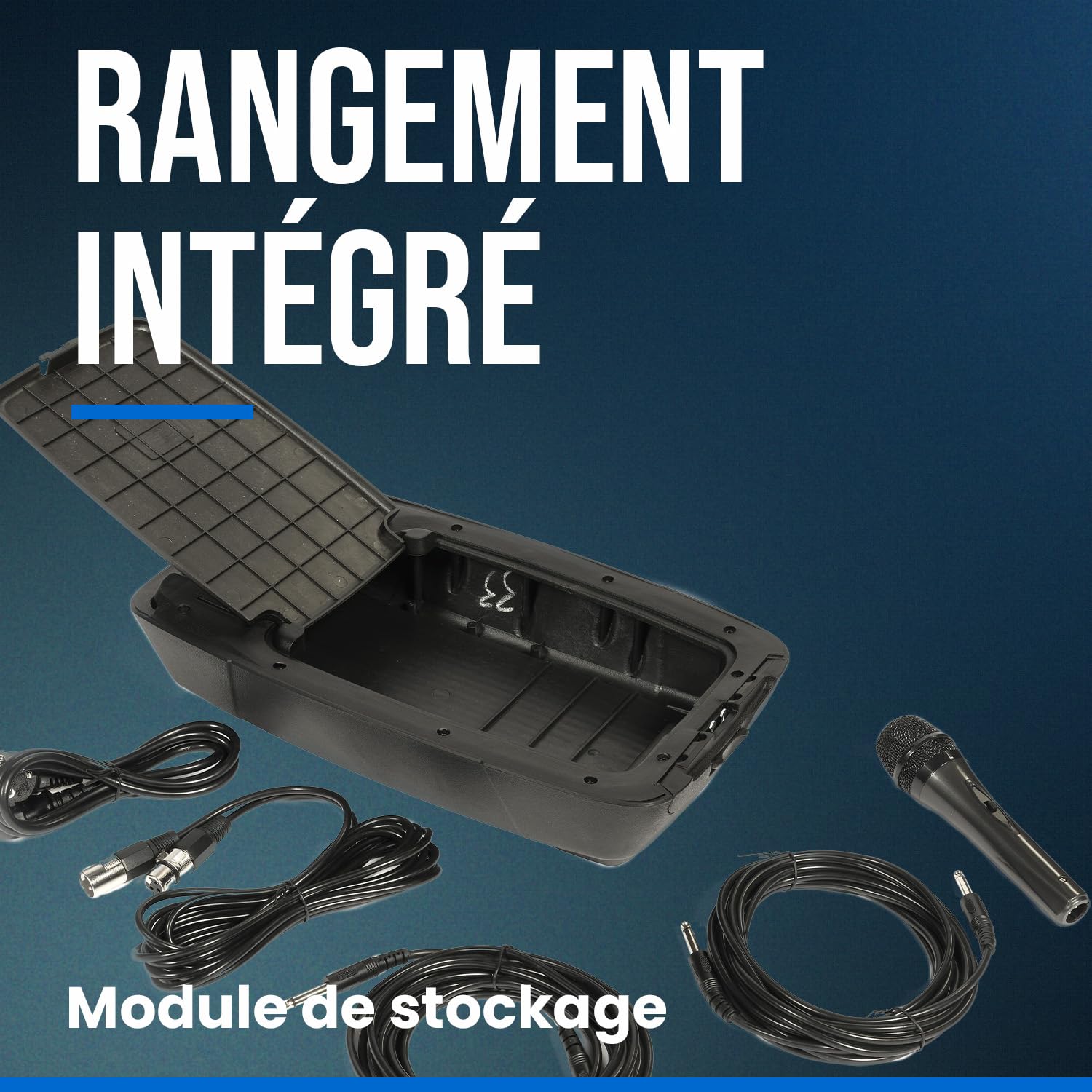 Woodbrass Stage Power 210 Kit Sonorisation Enceintes Puissantes Bluetooth 150W - 96db - Sono Mobile, Robuste, Compacte, Performante, 6 entrées, sans Fil, USB - DJ, Fête, Conférence, Fitness