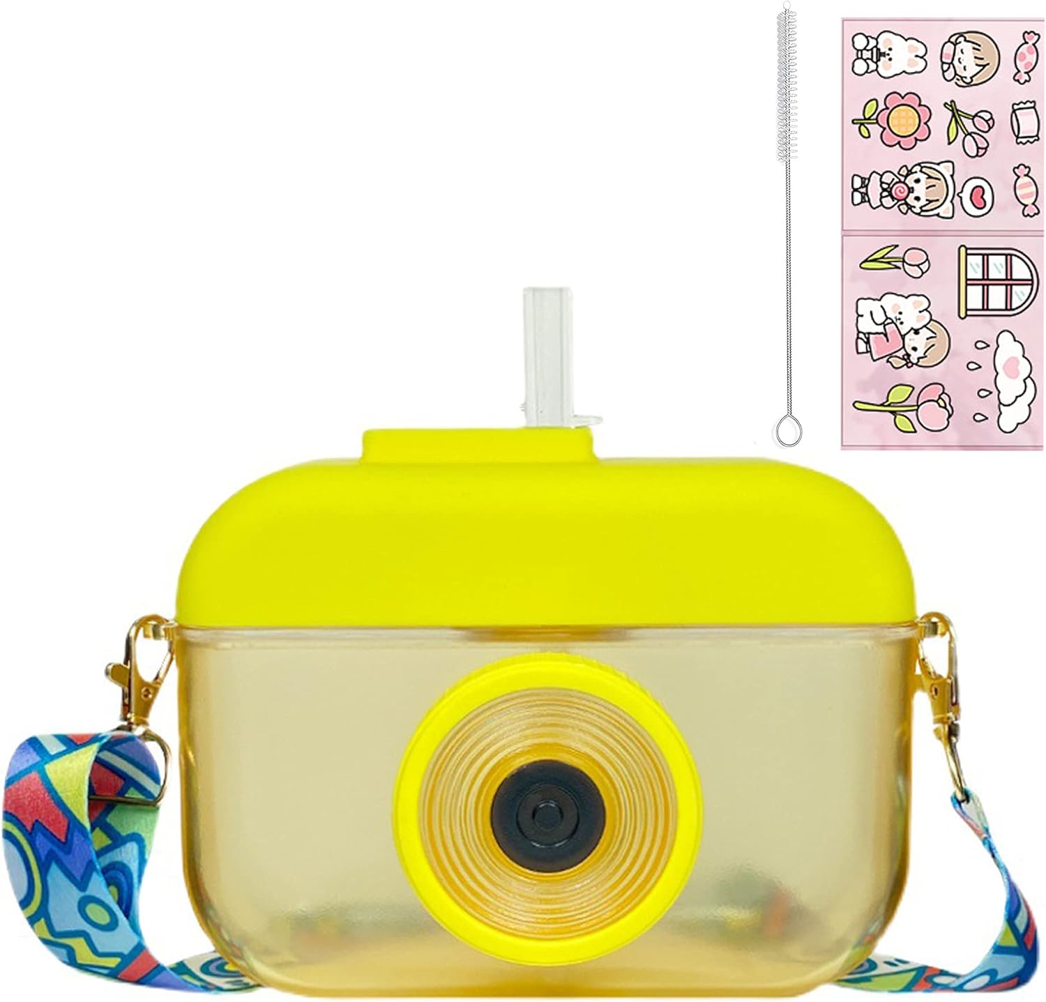 seelucky Camera Bottle Travel Cup with Straw Birthday Party Gift Ice Drinking Water Bottle Mug with Strap P…