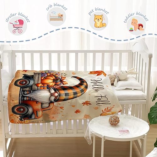 Miniatura 64 de YeeJu Manta decorativa de otoño, color naranja, Acción de Gracias, otoño, lindas calabazas, manta para sofá, cama, sala de estar, suave, acogedora