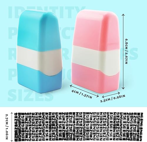 Miniatura 2 de 2 sellos de rodillo de protección de identidad incluidos, paquete de 2 sellos de tinta para prevención de seguridad, rodillo de sello confidencial