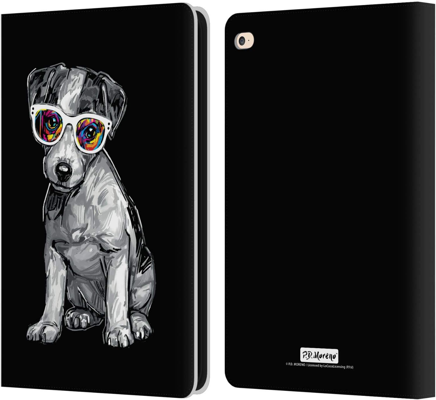 Head Case Designs Officially Licensed P.D. Moreno Jack Russell Black and White Dogs Leather Wallet Case Compatible with Apple iPad Air 2 (2014)
