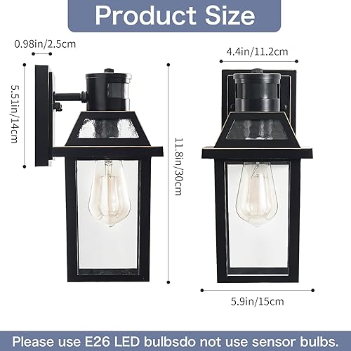 Miniatura 5 de Luces de pared para exteriores con sensor de movimiento, luz de porche al aire libre, 3 modos de iluminación, lámpara exterior del atardecer al