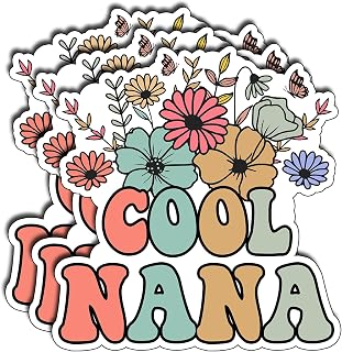 (3Pcs) Cool Nana Sticker Floral Vinyl Decal for Laptop Water Bottle Journal Scrapbook Tumbler Phone Tablet Decorative Gifts for Grandma Memaw Mothers Family Women Appreciation Aesthetic Size 3"x2.8"