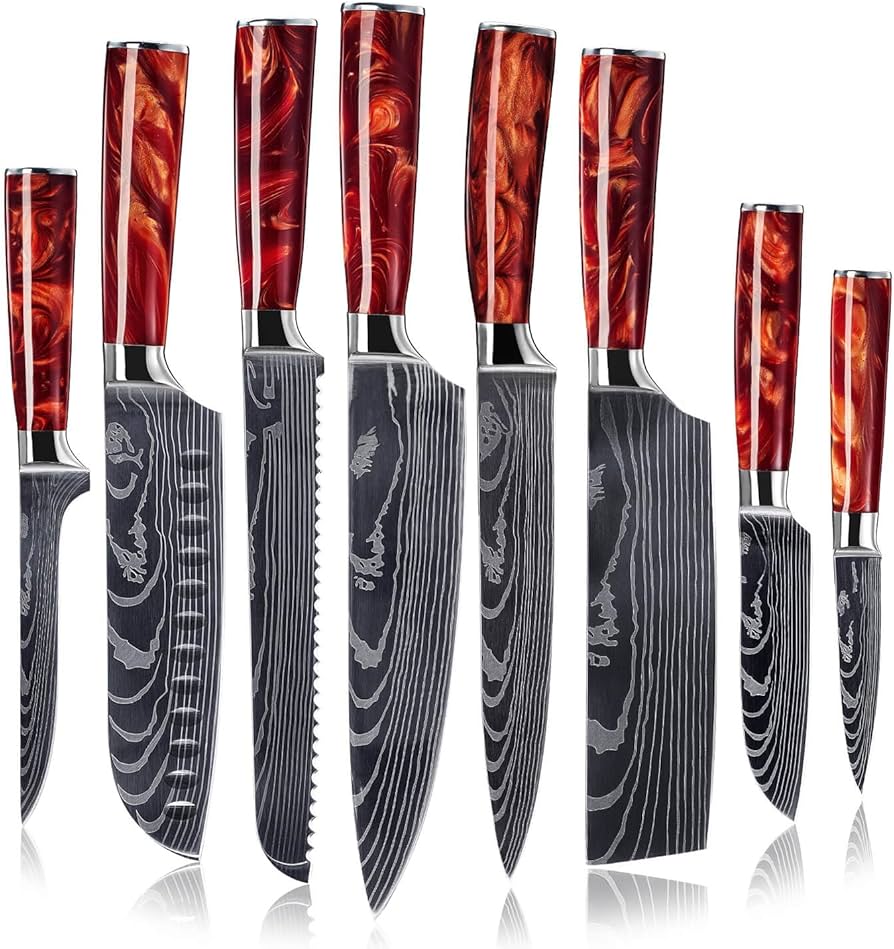 Amazon.com: SENKEN 8-piece Japanese Kitchen Knife Set with Red