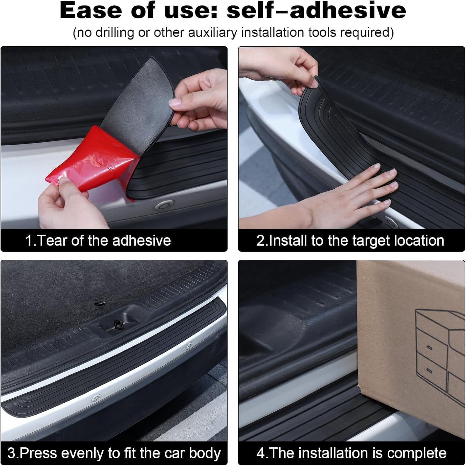 Car Rear Bumper Protector for 2022-2026 Tucson, Anti-Scratch Rubber Rear Bumper Guard, Non-Slip Trunk Sill Protector,7 * 90