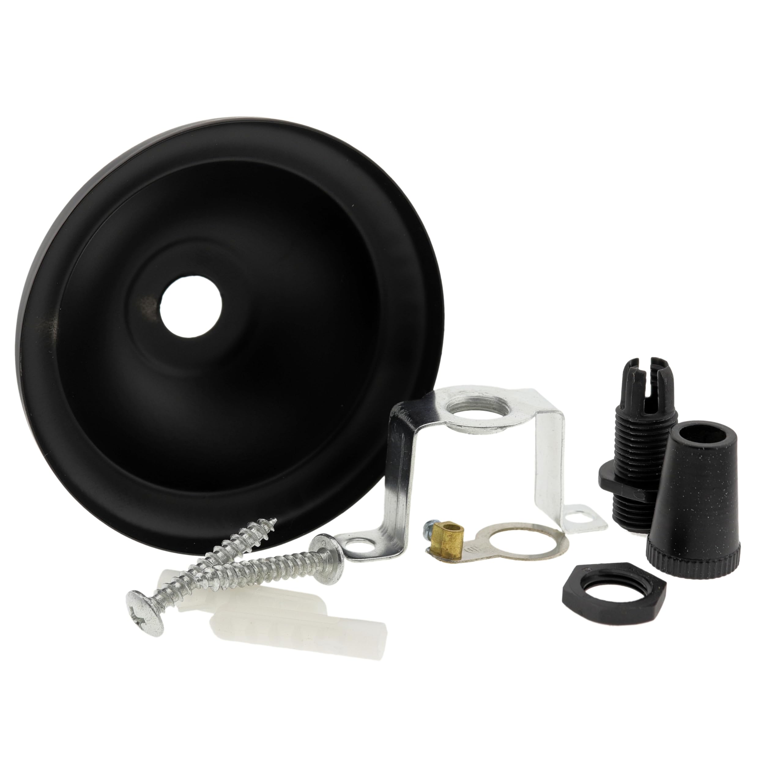 2 Pack Art Deco 67mm Diameter Small Metal Ceiling Rose and Colour Matched Metal Grip in Matte Black Finish - Image 2