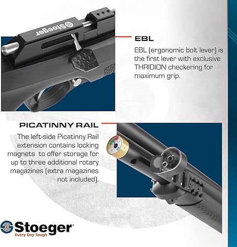 Miniatura 3 de Stoeger Pistola de aire XM1 + alcance - Calibre .177 - Sintético negro con mira de fibra óptica y alcance 4 x 32
