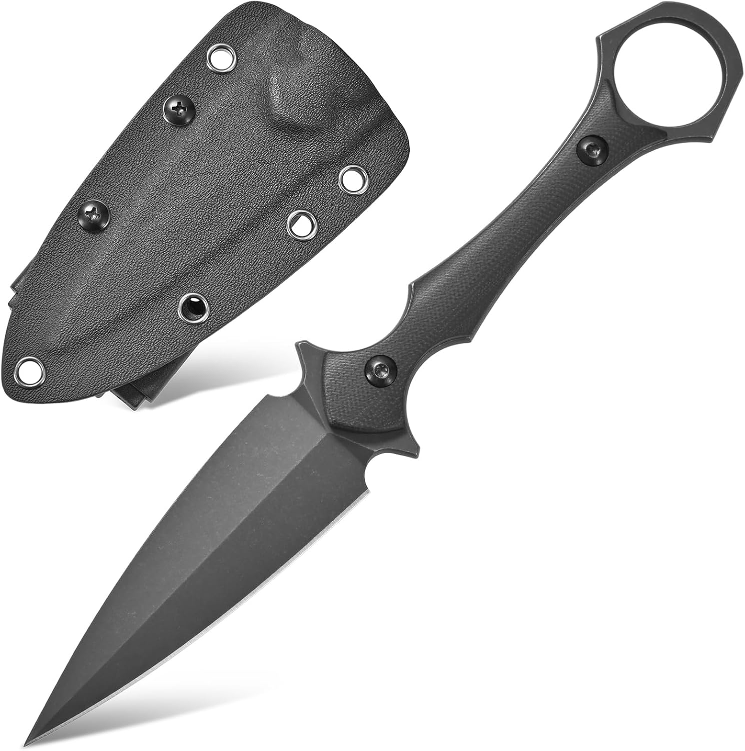 GTK292 Fixed Blade Knife D2 Steel Blade G10 Handle EDC Tool Knifes for Outdoor Camping Survival Adventure(Black)