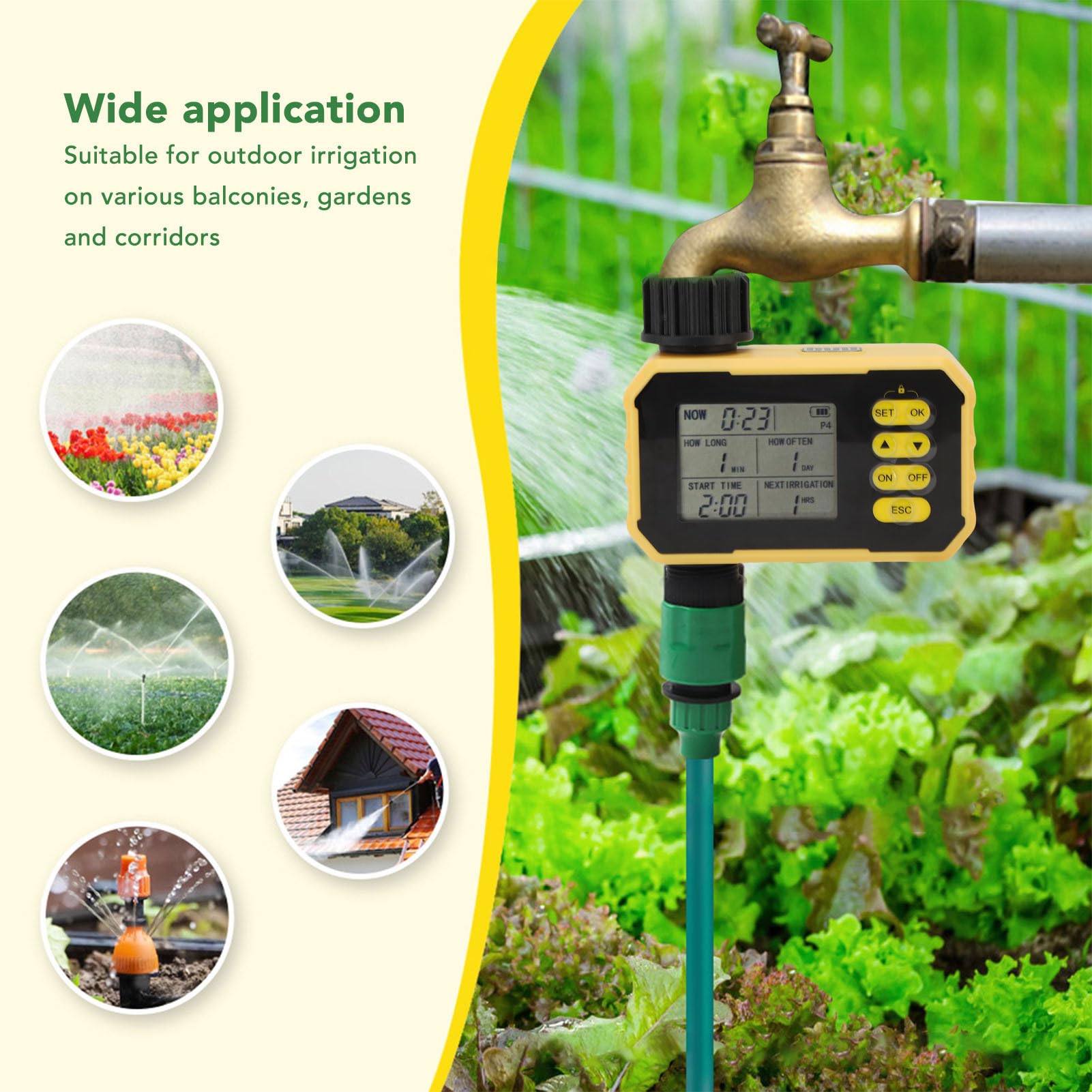 Solar Single Way Valve Sprinkler Timer Automatic Irrigation Watering Timer with Rain Sensor for Garden Courtyard