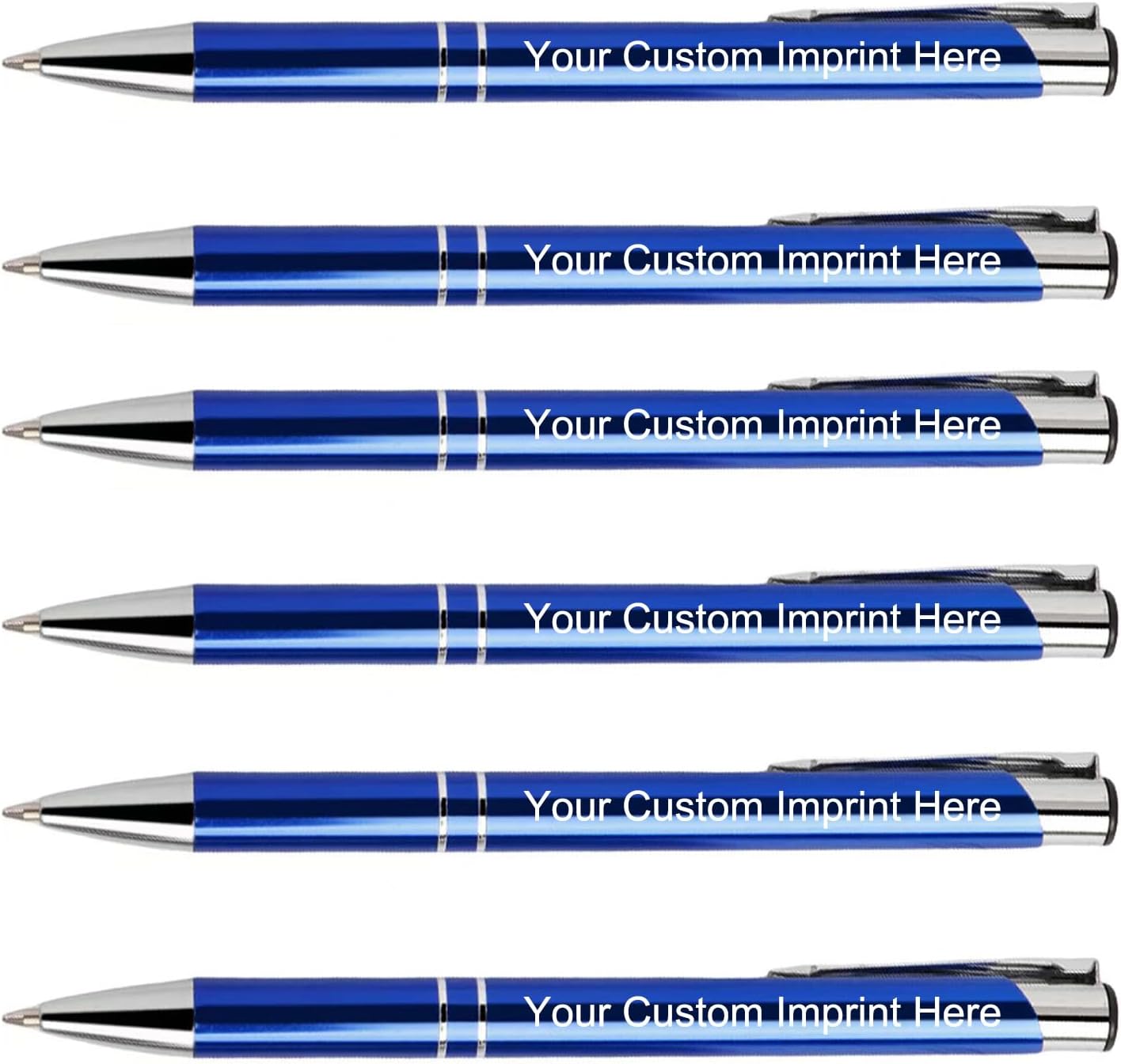 Personalized Metallic Ballpoint Pens With Black and Blue Ink - Custom Business Advertising Pens With Name (60 Count, Blue)