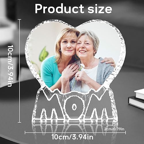 Miniatura 2 de Foto de cristal 3D personalizada, marco de fotos en forma de corazón con luz nocturna de cristal 3D, el mejor regalo para parejas, amor, mujeres,