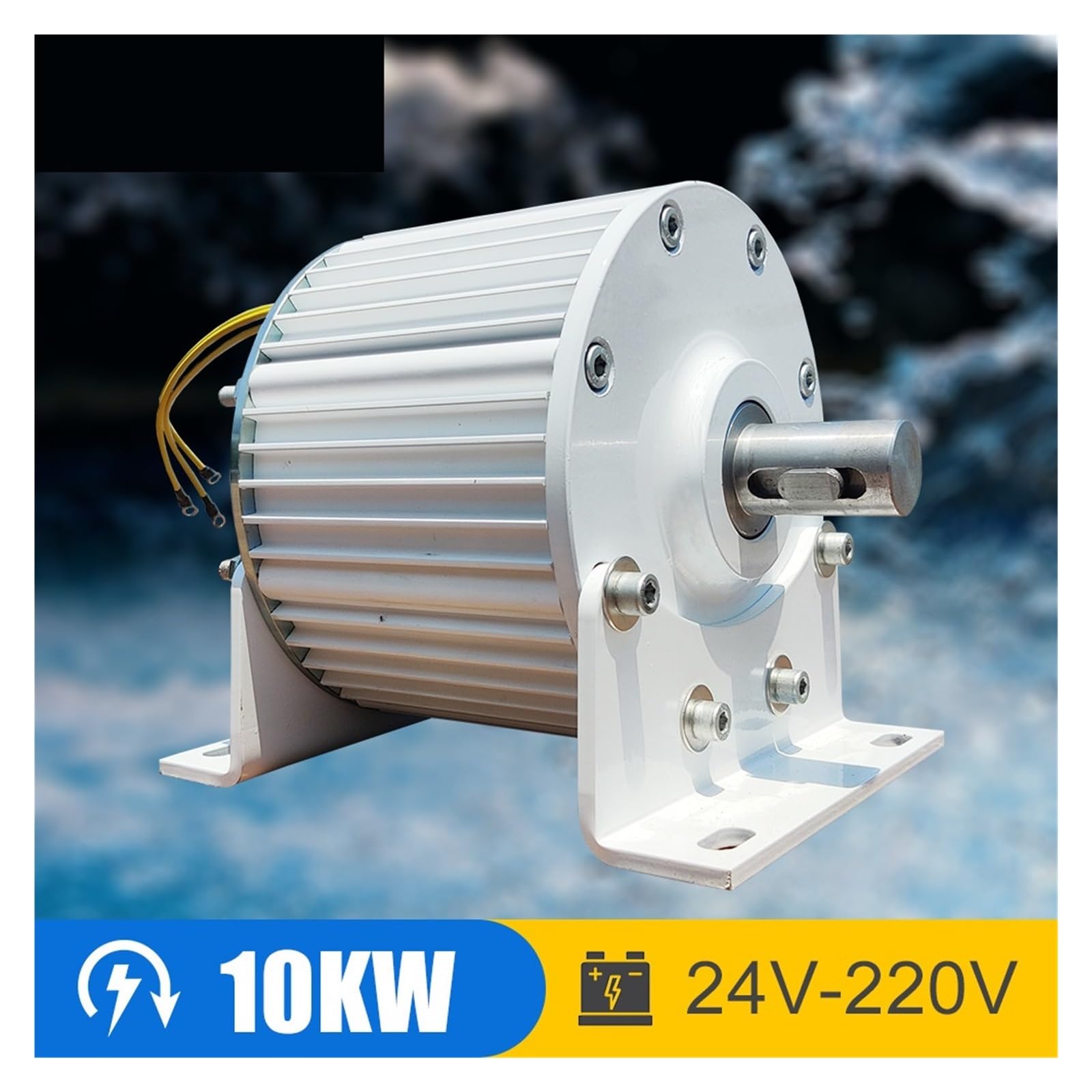 10KW Generator z magnesem trwałym 24V 48V 96V Trójfazowe generatory prądu Niskie obroty na minutę dla turbiny wodnej wiatraka(Without Base,Single Shaft,24V)
