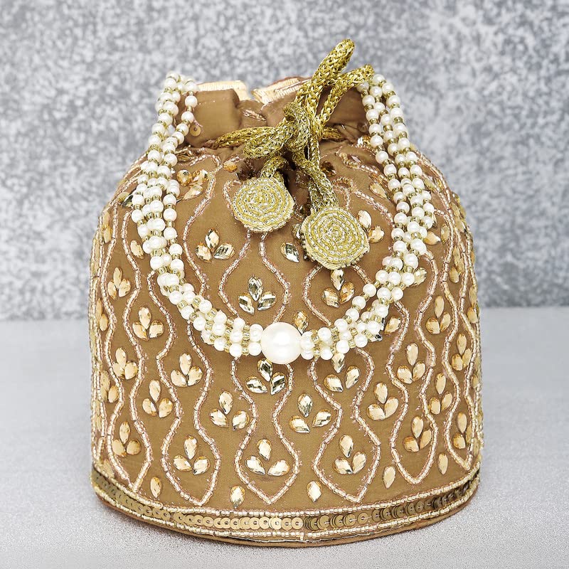 Image of Aheli Potli Bag Gift for Women Handmade Evening Wristlet Handbag Stylish Bridal Purse Fashion Bag