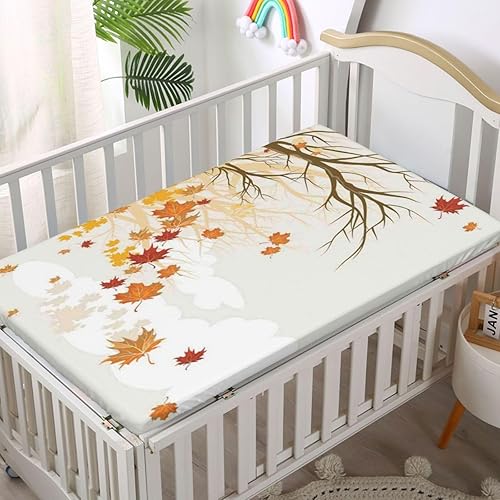 Miniatura 2 de Sábana bajera ajustable para cuna con temática de otoño, sábana bajera estándar para cuna, suave y elástica, ideal para habitación de niños o niñas