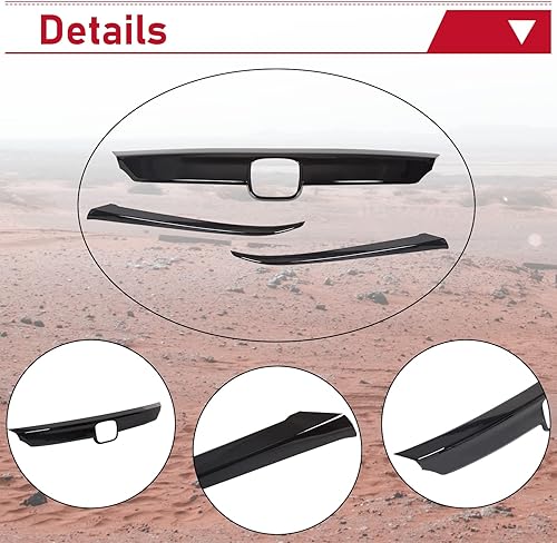 Miniatura 5 de HECASA Cubierta de rejilla delantera compatible con Honda 10th Accord Sedan 4DR 2018 2019 2020 con moldura de párpado, parachoques de labios, negro