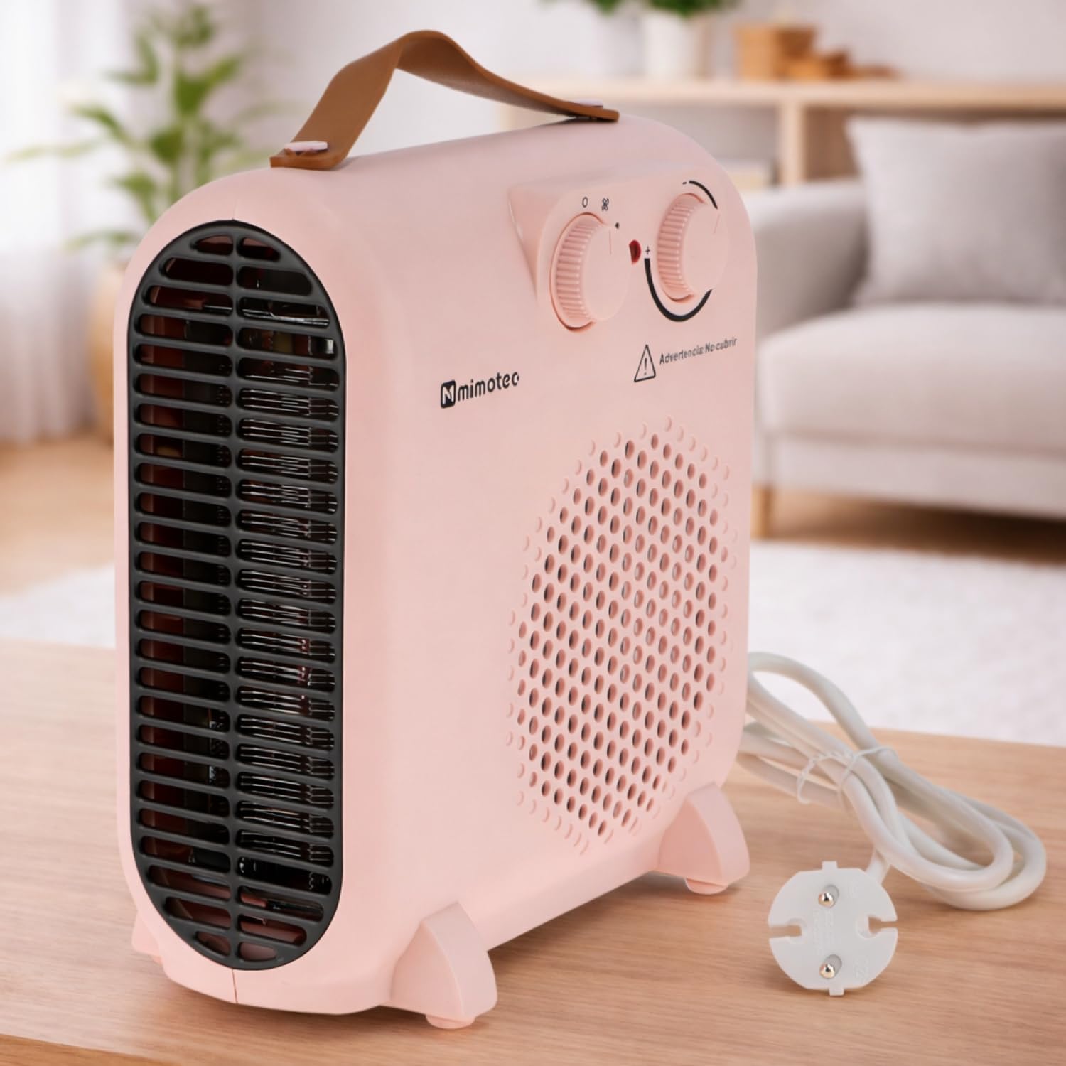 M mimotec - Calefactor Eléctrico Pink Compact 2000W, Bajo Consumo 1000/2000W, Bajo Ruido <53 dB, Protección Sobrecalentamiento, IP20, para Hogar hasta 20 m²