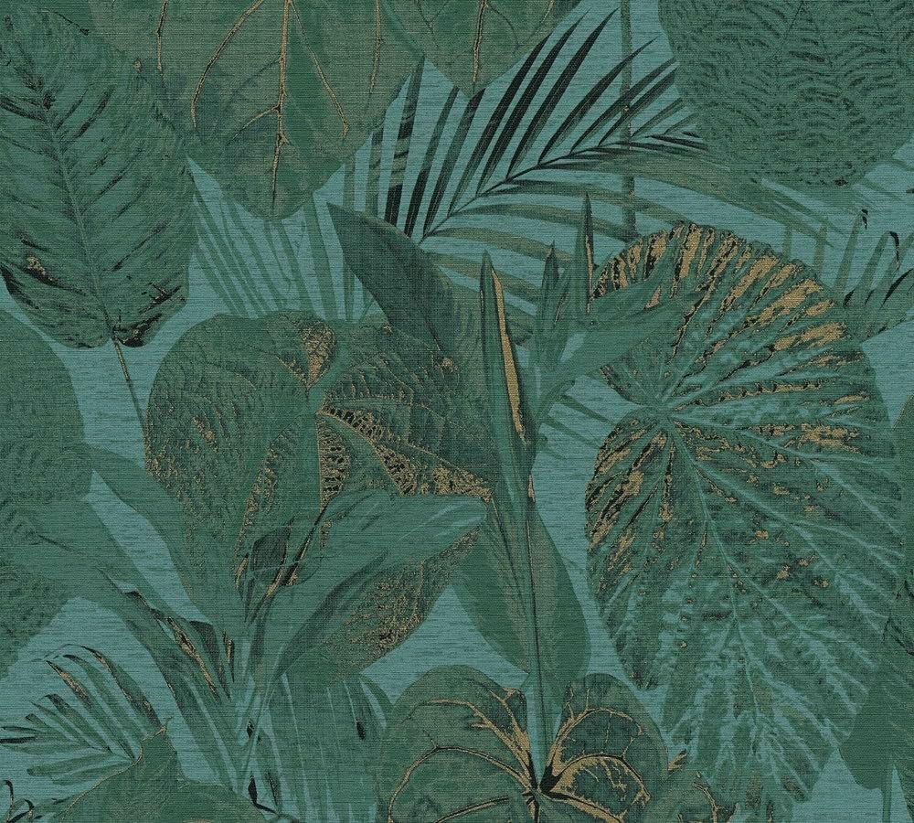 Livingwalls A.S. Création Wallpaper Jungle Design - White, Green - Flower Wallpaper 395.99in x 20.87in Made in Germany - 393553