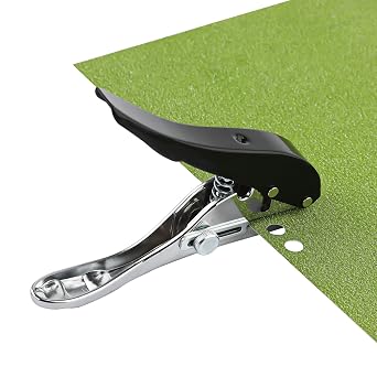 Paper Puncher, 8mm / 6/15 Inch Handheld Single Hole Punch with Grip Handle, Heavy Duty Circle Metal Single Punch with Adjustable Scale for Craft Paper Tag Ticket Notebook Cutting Card Black