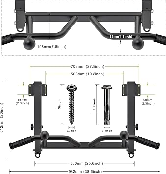 SELEWARE Heavy Duty Welded Pull Up Bar Wall/Joist/Ceiling Mount Chin Up Bar | Multifunctional Pull-up Bars w/Resistance Band Hooks for Home Gym Strength Training, Sturdy Steel Construction Support 500 lb