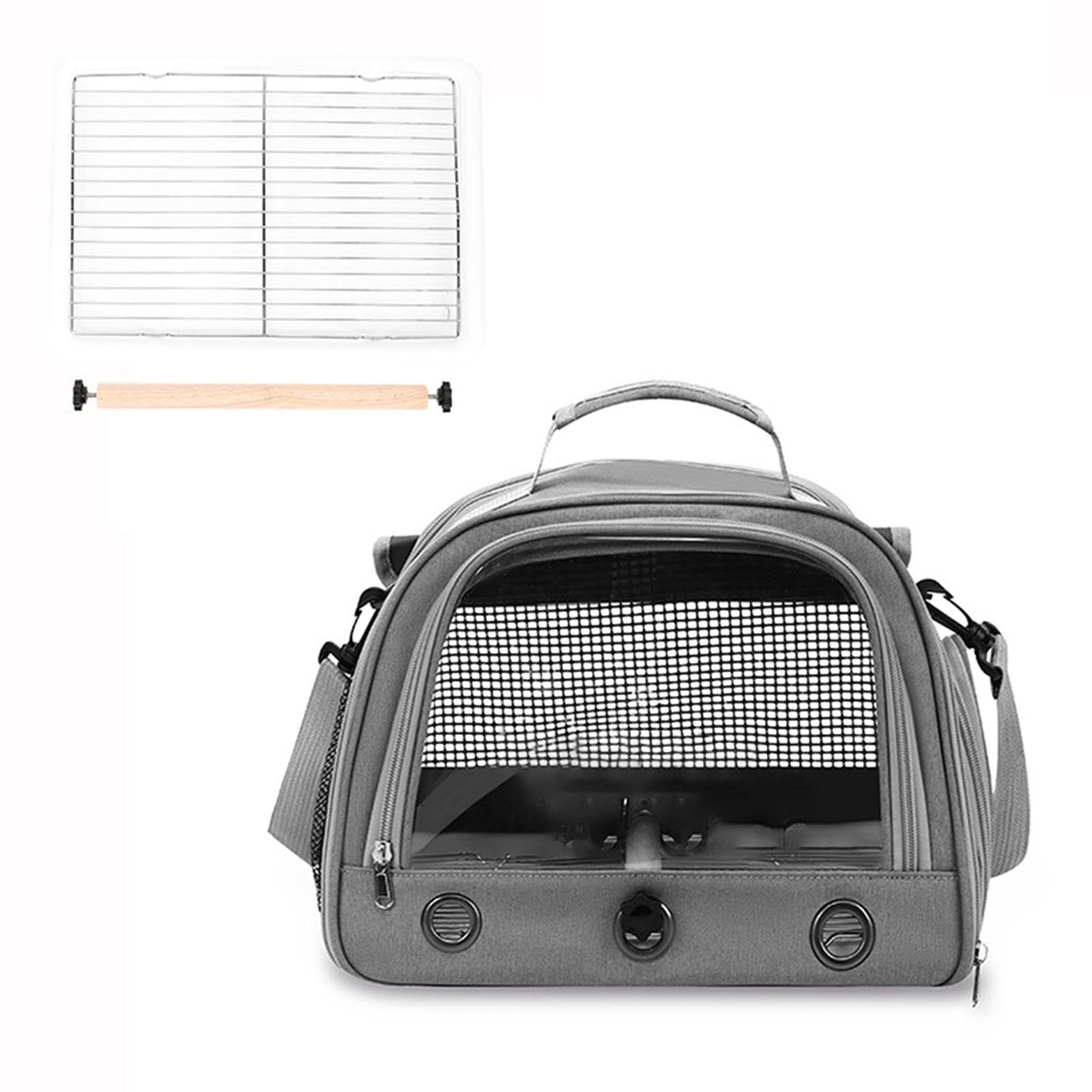 Bolsa transportadora transpirable con cremallera, transportador portátil para pájaros, mochila para pájaros con perca, cuerda y bandeja para loros, periquitos, guacamayos, cacatúas, jaula acrílica par