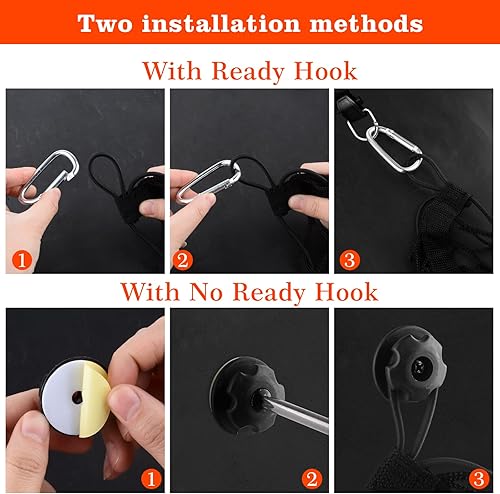 Miniatura 4 de YFZYT - Red de carga de 4 bolsillos para cama de camioneta, organizador de almacenamiento con 4 mosquetones y soportes de metal, red de