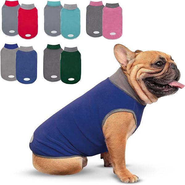 cyeollo 2 Pack Fleece Dog Sweaters with Reflective Stripe