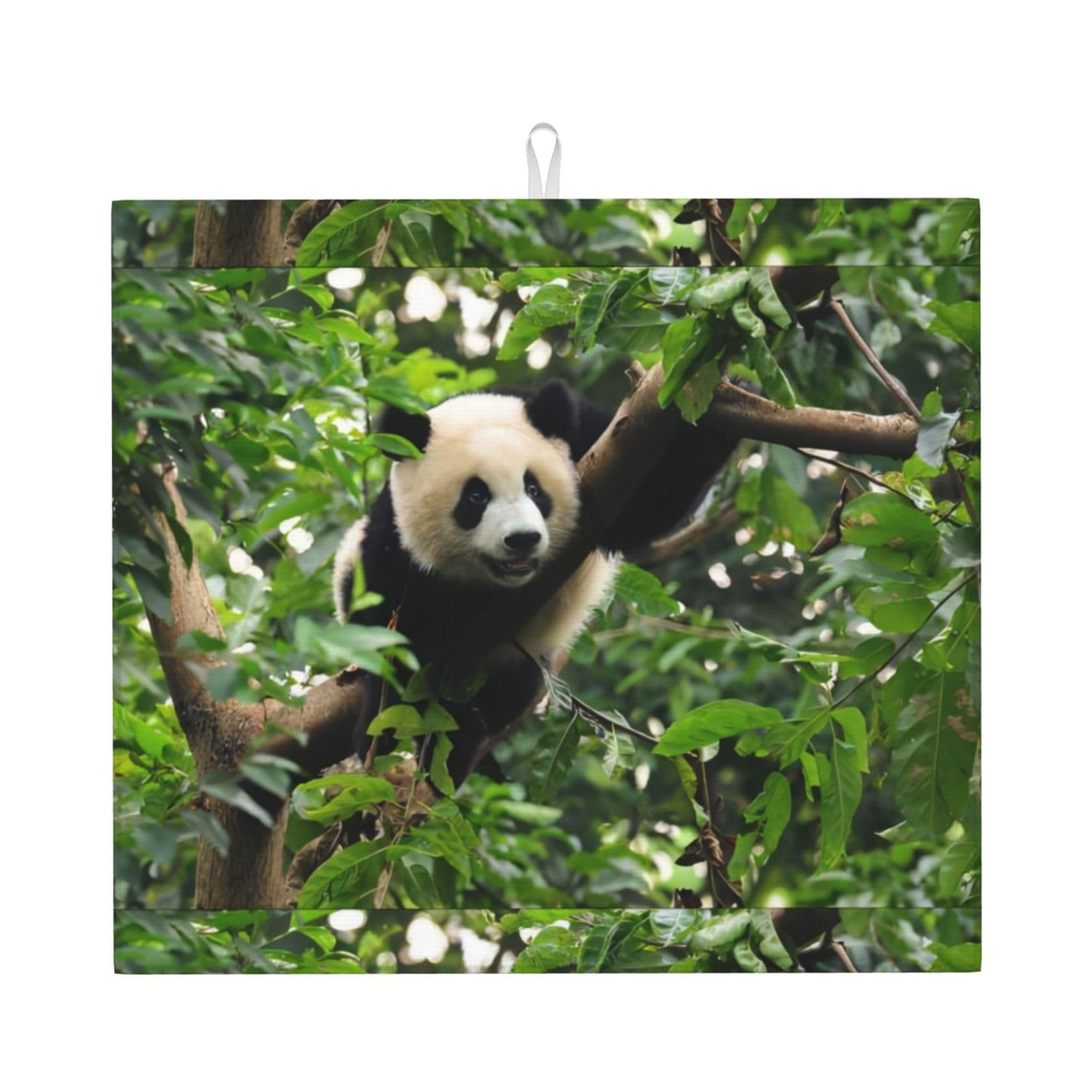 YYHHAOFA Panda Tree Prints Kitchen Drying Mat – Highly Absorbent Microfiber Throw, Non-Slip Counter Cover for Dishes, Fade-Resistant Print & Appliance Protection