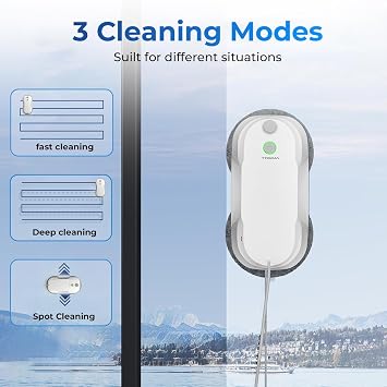 Tosima W5 Window Cleaning Robot, 6400Pa Max Adaptive Suction, Auto-Spray Smart Window Cleaner with Triple Safety System, Intelligent Navigation, Remote Control, for All Smooth Surfaces, White