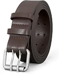 LEACOOLKEY Ceintures en cuir à double pression pour hommes PU Ceinture de travail en cuir pour Jeans2 Ceinture en cuir pour hommes