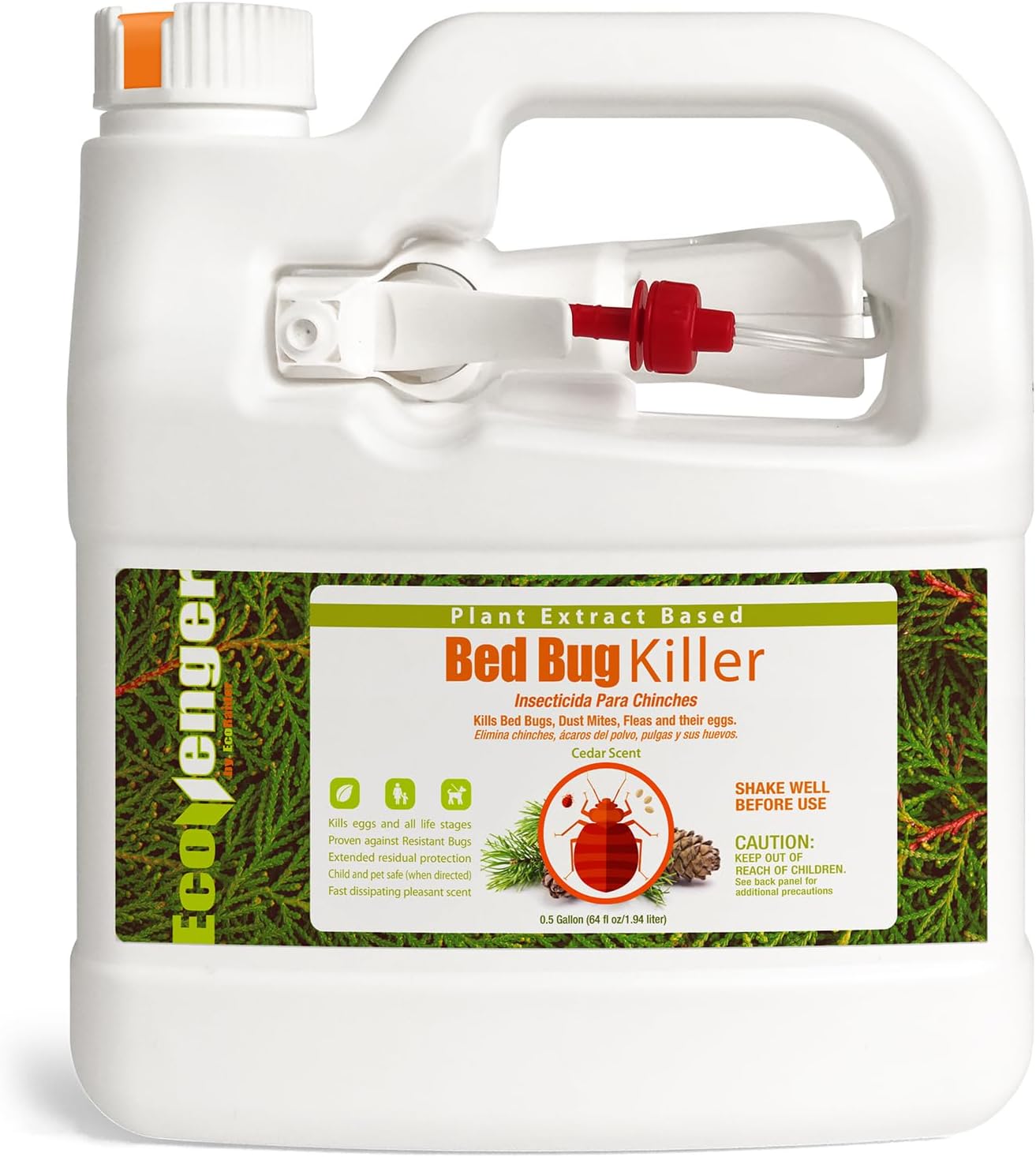 Bed Bug Killer 64 oz EcoVenger by EcoRaider, 100% Kill Efficacy, Bedbugs & Mites, Kills Eggs & The Resistant, Lasting Protection, USDA BIO-Certified, Plant Extract Based & Non-Toxic, Child & Pet Safe