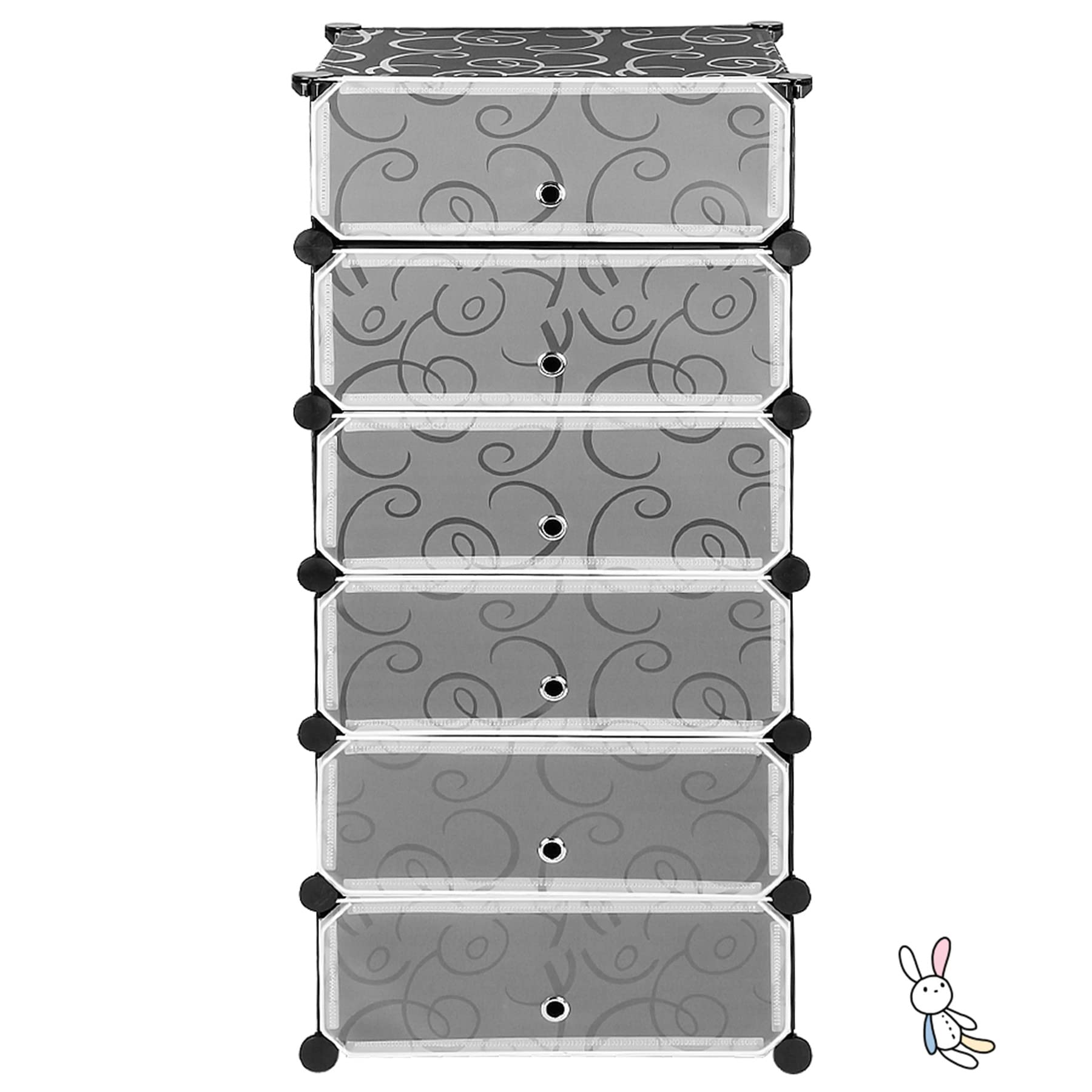 Scarpiera Armadio Portable, Armadio Guardaroba Componibile con Ante, Armadio Modulare Salvaspazio 6 Cubi,Portatile Modulare con Asta Fai da Te Guardaroba