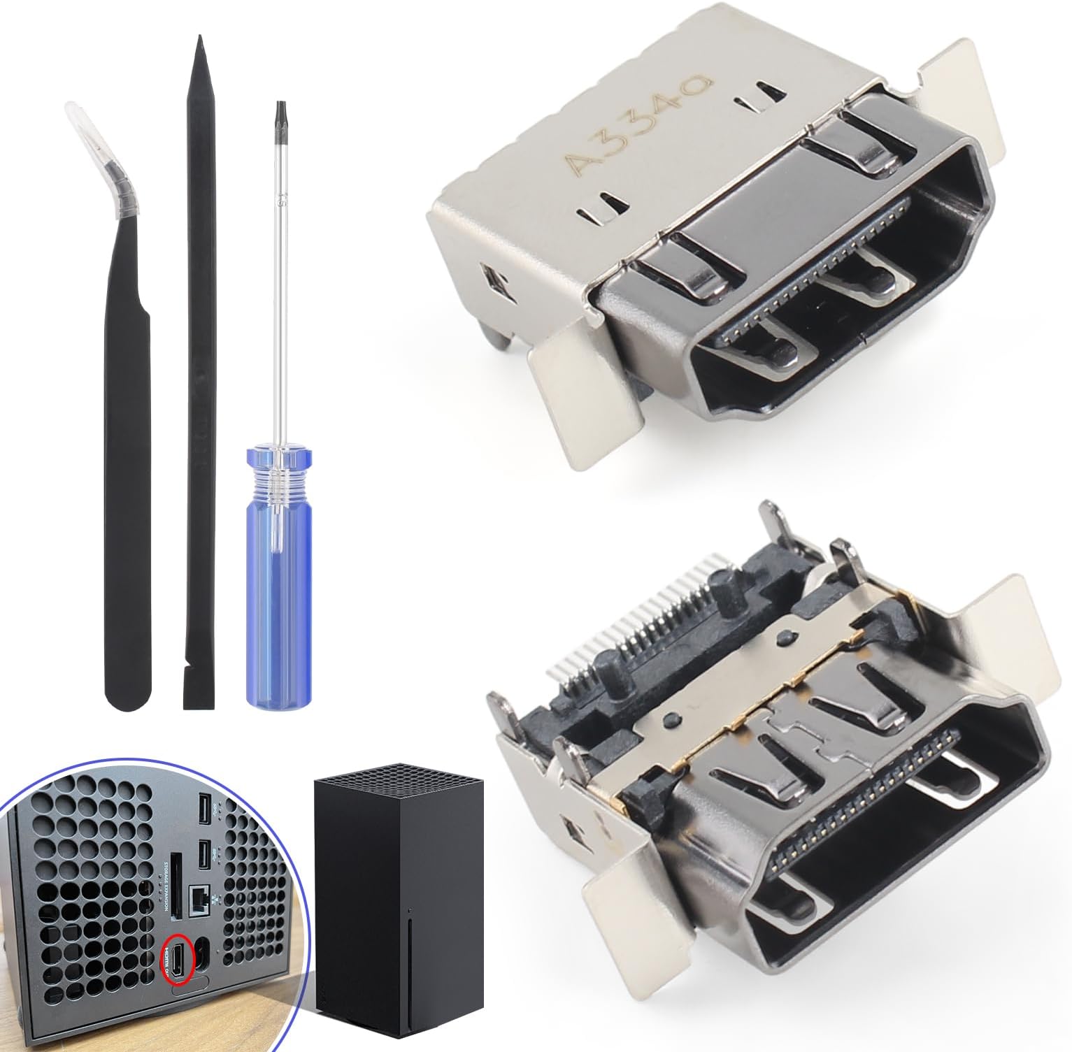 HDMI Port Socket Connector for Xbox Series X Socket Jack Series X Interface Connector Replacement for XSX Console with Repair Tools(1PCS)